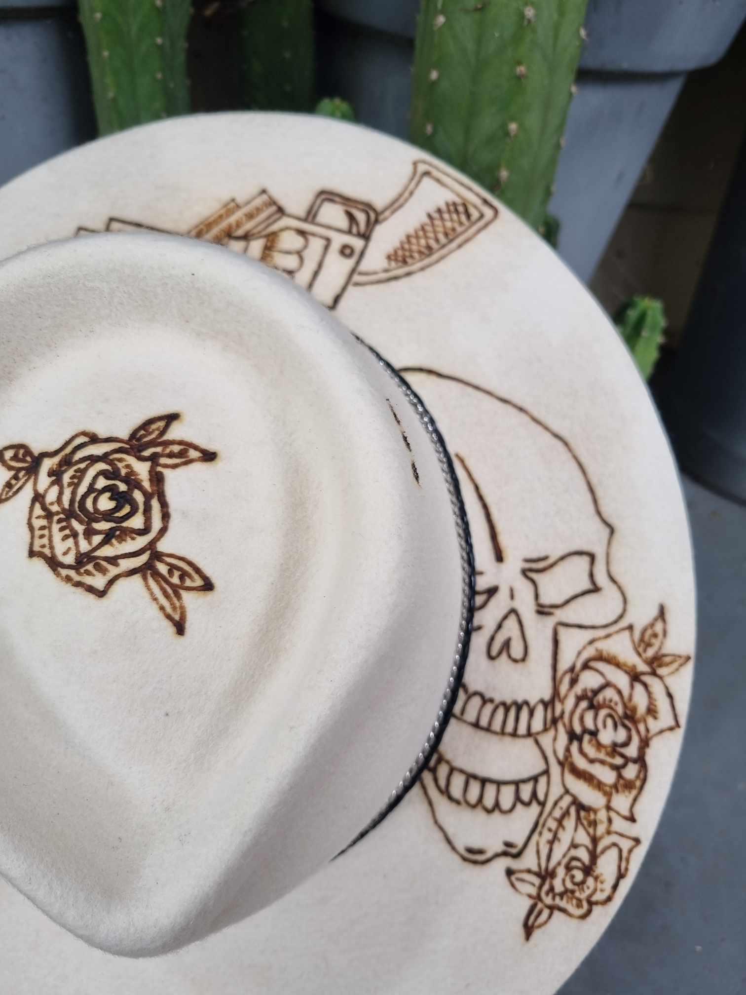 Custom Felt Pyrography Cowboy Hat