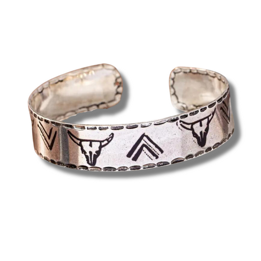 Tribal-Inspired Engraved Metal Cuff Bracelets