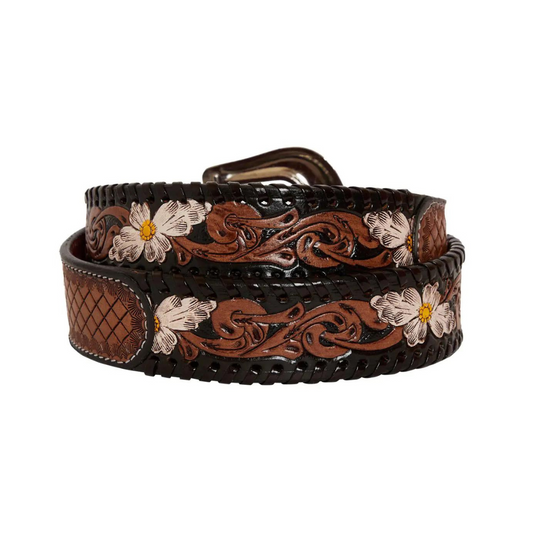 Floral and Woven Leather Belt