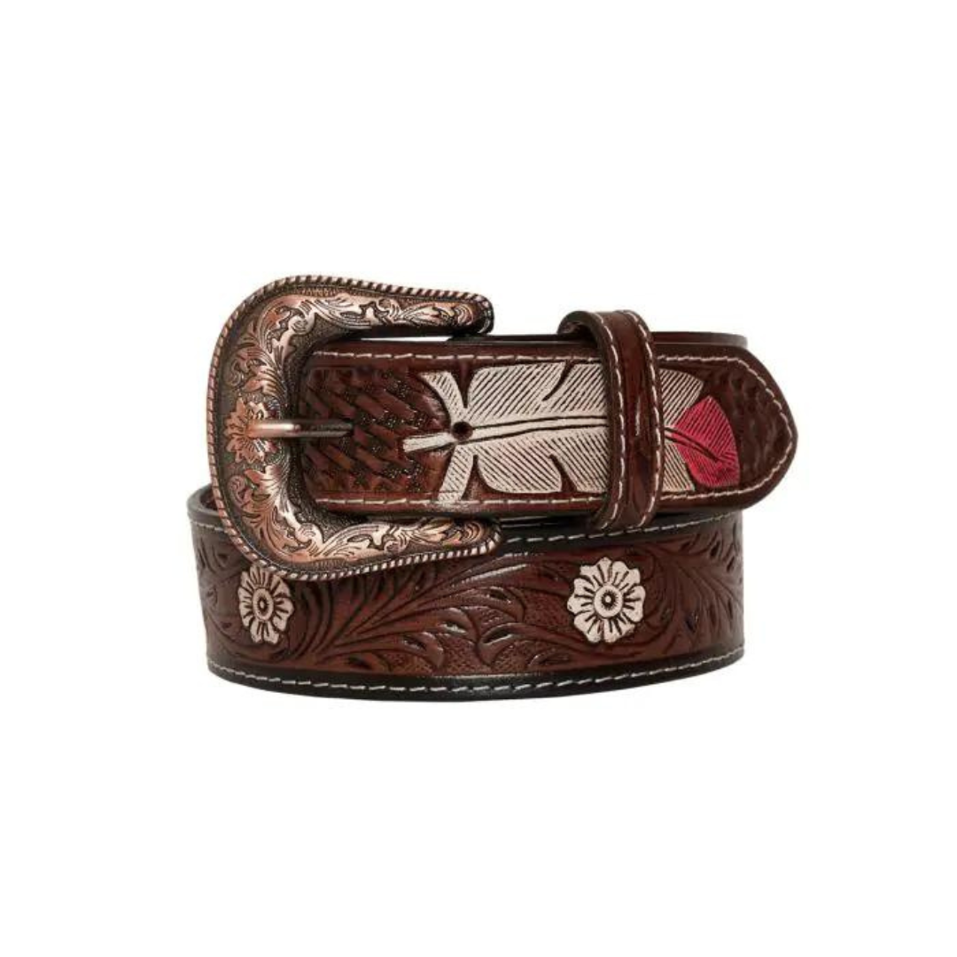 Elegant Feather Western Leather Belt