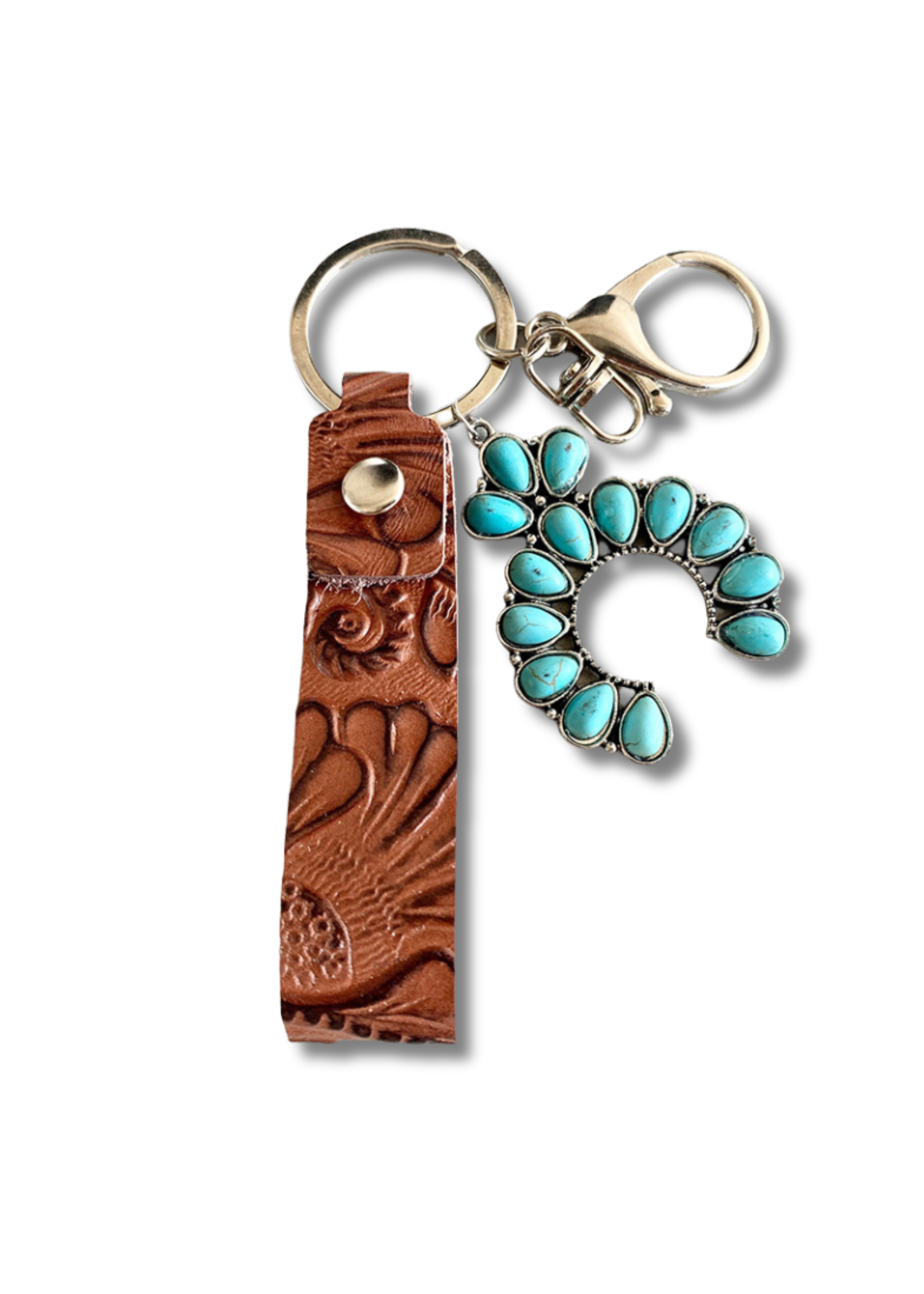 Turquoise Horseshoe Leather Keyring