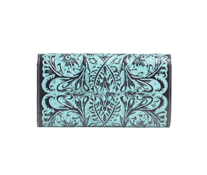 Distressed Deep Turquoise Leather Wallet