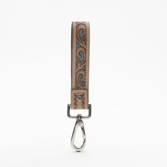 Turquoise and Hide Keychain